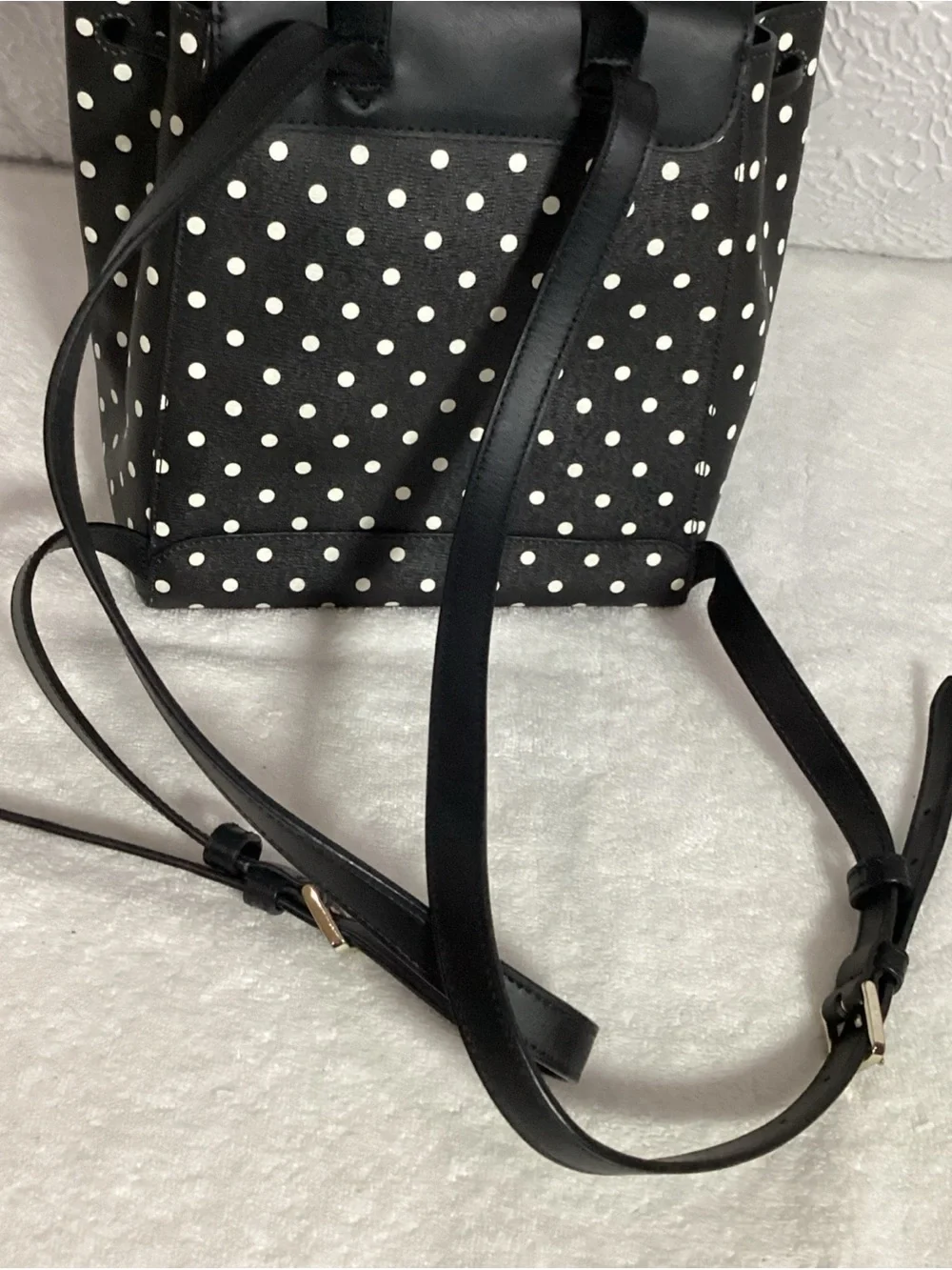 Disney Kate Spade Minnie Mouse Black & White Polka Dot Backpack EUC Retail $359